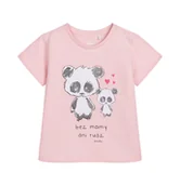 Bluzki dla niemowląt - T-shirt dla dziecka do 2 lat, z misiami panda, jasnoróżowy - miniaturka - grafika 1