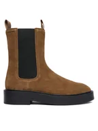 Botki damskie - Calvin Klein Sztyblety YW0YW01969 Beżowy - miniaturka - grafika 1