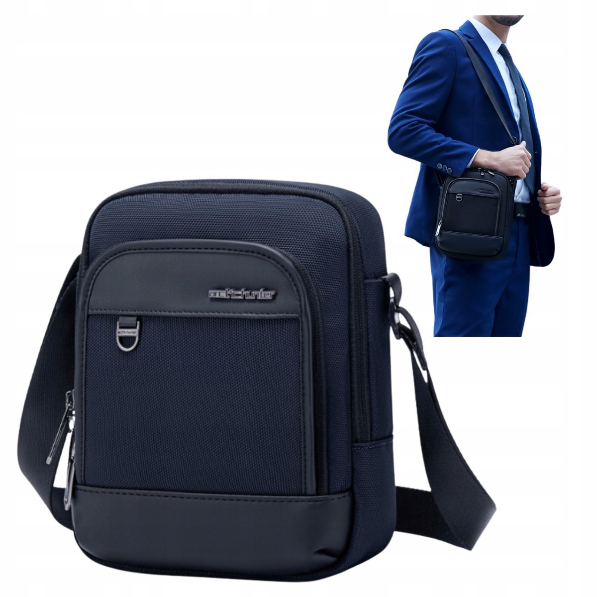 SASZETKA BIZNESOWA MĘSKA niebieska miejska na ramię wodoodporna do pracy