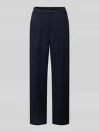 Spodnie damskie - Spodnie materiałowe o kroju straight fit z czystej wiskozy w kant - miniaturka - grafika 1