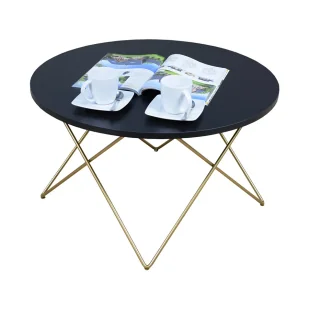 Stolik kawowy ze złotym stelażem czarny F9-N42 - Ławy i stoliki kawowe Stolik kawowy ze złotym stelażem czarny F9-N42 - Ławy i stoliki kawowe - miniaturka - grafika 1