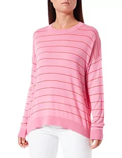 United Colors of Benetton Damski sweter z długim rękawem i okrągłym dekoltem, Różowo-czerwone paski 903, S - Swetry damskie - miniaturka - grafika 1
