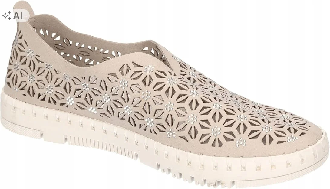 2GO FASHION BEŻOWE AŻUROWE TRAMPKI DAMSKIE Z CYRKONIAMI 40 6PA