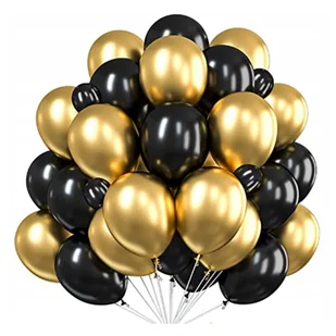 Balony Czarne Złote Chrom duże Balony CHROMOWANE balon Na Urodziny 25 szt - Balony i akcesoria - miniaturka - grafika 1