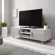 Szafki RTV - Szafka rtv DELIA kolor biały styl nowoczesny hakano - TVCABINET/VIV/DELIA/WHITE+GREY/140X50 - miniaturka - grafika 1