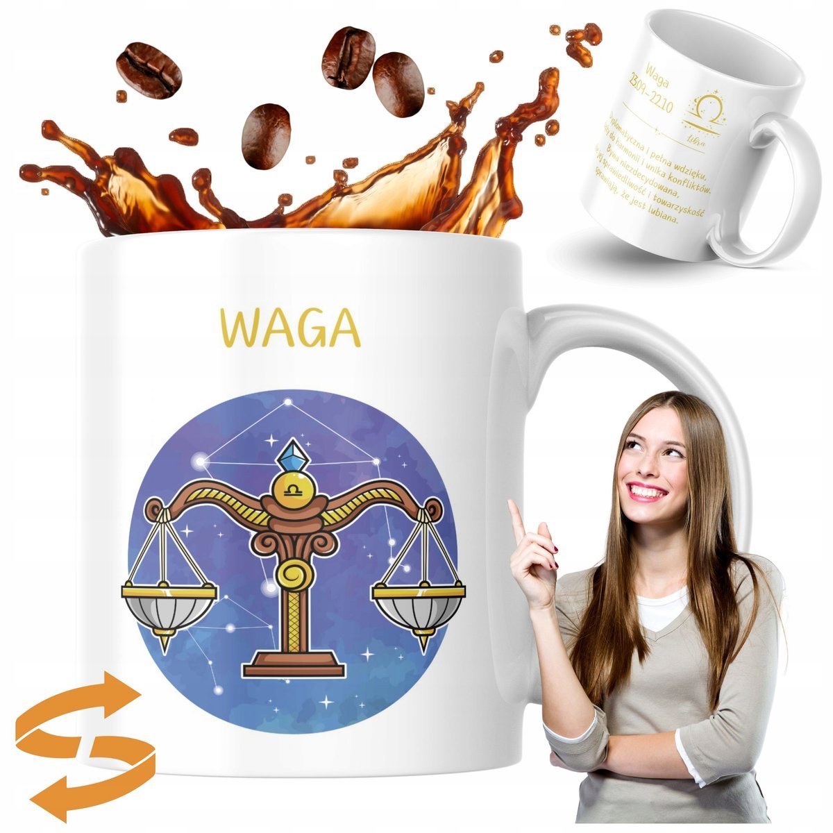 Kubek z nadrukiem 330 ml Znak Zodiaku Waga Kubek Prezent Kubek Do Kawy