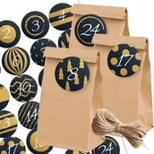 Ozdoby bożonarodzeniowe - Kalendarz Adwentowy Torebki + Naklejki + Sznurek Eco - Glamour - miniaturka - grafika 1