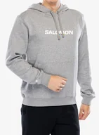 Bluzy sportowe męskie - Bluza z kapturem Salomon Logo Perf HD - heather grey - miniaturka - grafika 1