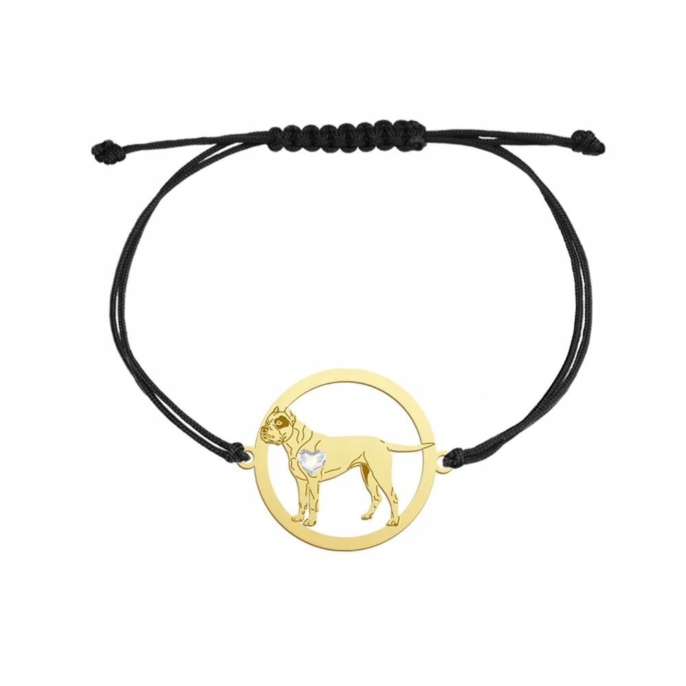 Bransoletka Złota z Dog Argentyński 925 Sznurku Prezent GRAWER GRATIS