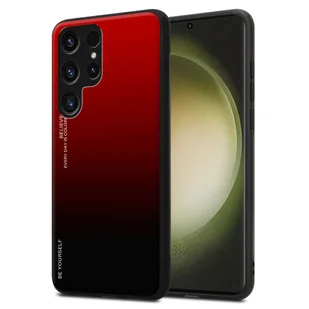 Etui Cadorabo do Samsung Galaxy S23 ULTRA w kolorze CZERWONYM - CZARNYM Dwukolorowe etui ochronne wykonane ze szkła hartowanego i silikonowej nakładki TPU na telefon komórkowy - Etui i futerały do telefonów - miniaturka - grafika 1
