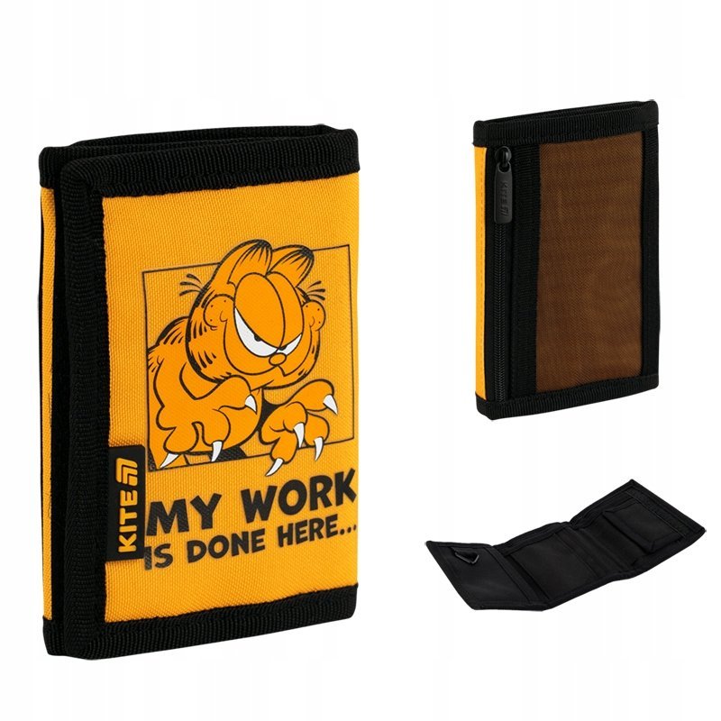 Portfel na rzep dla dzieci z uchwytem na klucze pomarańczowy Garfield Kite