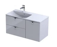 Szafki łazienkowe - Oristo Szafka wisząca SIENA 100 cm z umywalką AMELIA, LEWA BIAŁY POŁYSK OR45-SD2S-60-1 + OR45-SN1S-40-1 + UME-AM-100-92-L - miniaturka - grafika 1