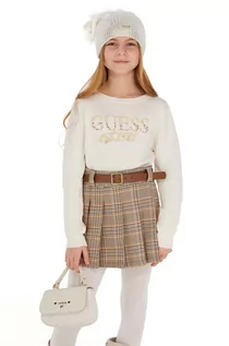 Swetry dla dziewczynek - Guess sweter dziecięcy kolor beżowy lekki - grafika 1