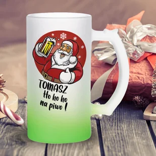 Kufel z mrożonego szkła - Ho ho ho na piwo z imieniem - Szklanki - miniaturka - grafika 1