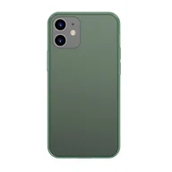 Etui i futerały do telefonów - Baseus Frosted Glass Case Sztywne etui z elastyczną ramką iPhone 12 Pro / iPhone 12 Ciemnozielony (WIAPIPH61P-WS06) WIAPIPH61P-WS06 - miniaturka - grafika 1