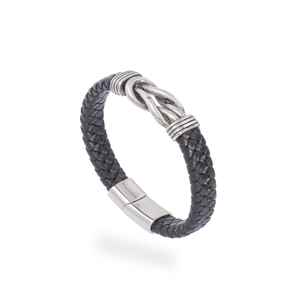 Bransoletka męska czarna pleciona