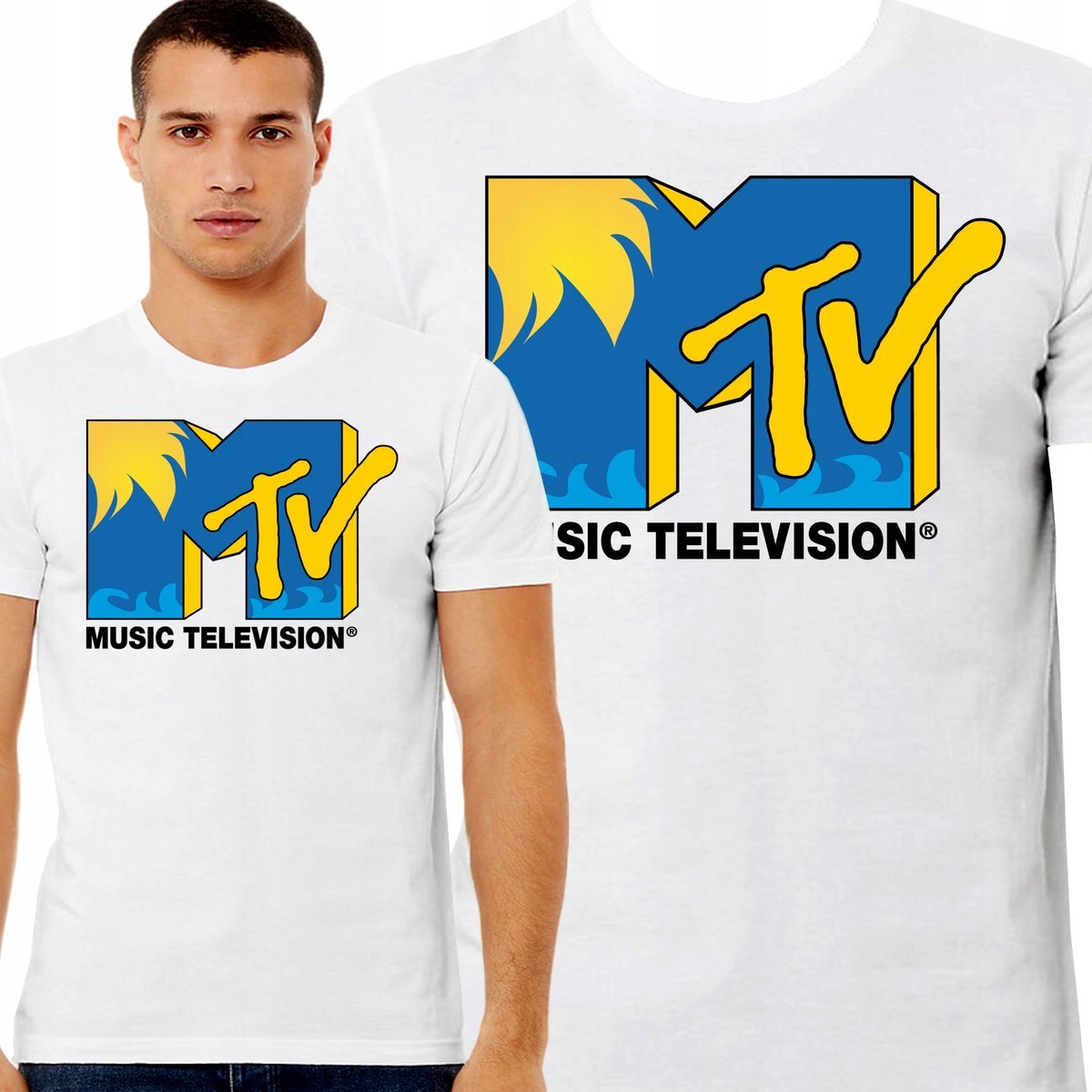 KOSZULKA MĘSKA Z NADRUKIEM MTV MUZYKA PREZENT PREMIUM JAKOŚĆ XXL 3402