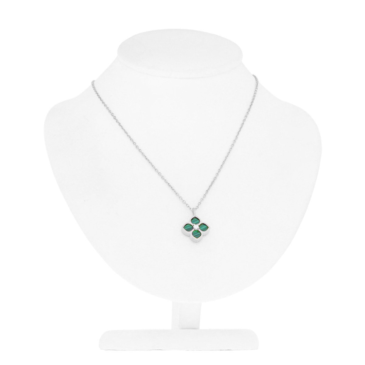 Srebrny naszyjnik kwiatek z malachitem 42-47 cm pr. 925