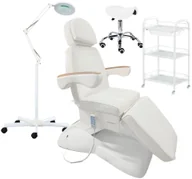 Fotele kosmetyczne - Zestaw fotel kosmetyczny elektryczny + lampa lupa kosmetyczna + pomocnik kosmetyczny + taboret kosmetyczny - miniaturka - grafika 1