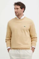 Bluzy męskie - Lacoste bluza męska kolor beżowy gładka - miniaturka - grafika 1