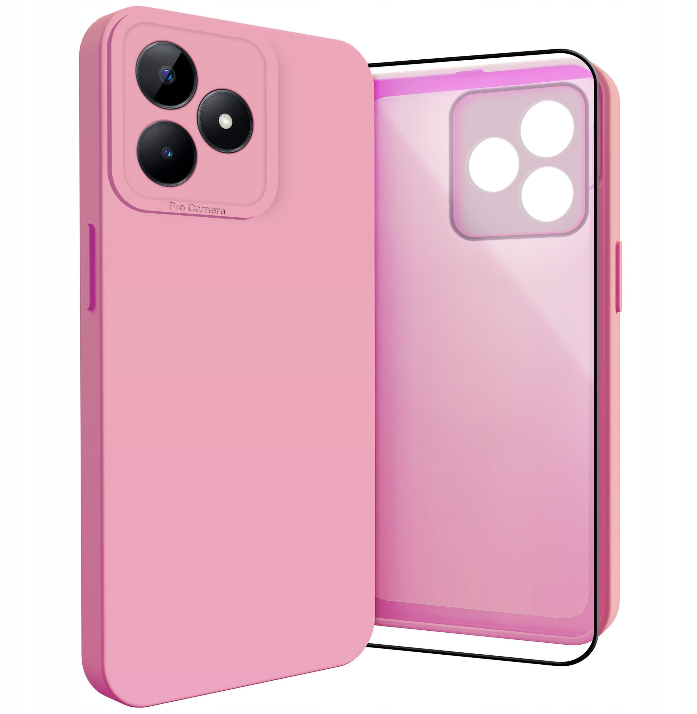 Etui do Realme C51 Osłona Kamery, Różowe, Ochronne, Plecki, Case Szkło