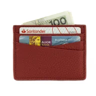 Portfele - Skórzany wizytownik na karty minimalistyczny portfel Solier SW43 RED - miniaturka - grafika 1
