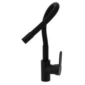 Baterie kuchenne - BATERIA KUCHENNA GIĘTKA WYLEWKA FLEX KRAN ELASTYCZNY CZARNY MAT - miniaturka - grafika 1