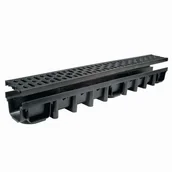 Rynny i akcesoria - Kanał z kratą PP czarną system 1000 x 98 A15 100 x 13,1 x 9,8 cm MAXPOL - miniaturka - grafika 1