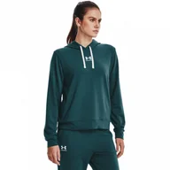 Bluzy sportowe damskie - Damska bluza treningowa UNDER ARMOUR Rival Terry Hoodie - morska - miniaturka - grafika 1