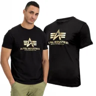 Odzież taktyczna i umundurowanie - Koszulka Alpha Industries Basic Foil Print 100501FP 583 - Czarna/Złota M - miniaturka - grafika 1