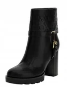 Botki damskie - Guess Czarne Botki na Słupku z Tłoczonym Wzorem i Klamrą 38 Gna - GUESS - miniaturka - grafika 1