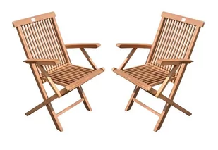 Divero Krzesło składane z drewna tekowego 2 szt - Fotele i krzesła ogrodowe - miniaturka - grafika 1