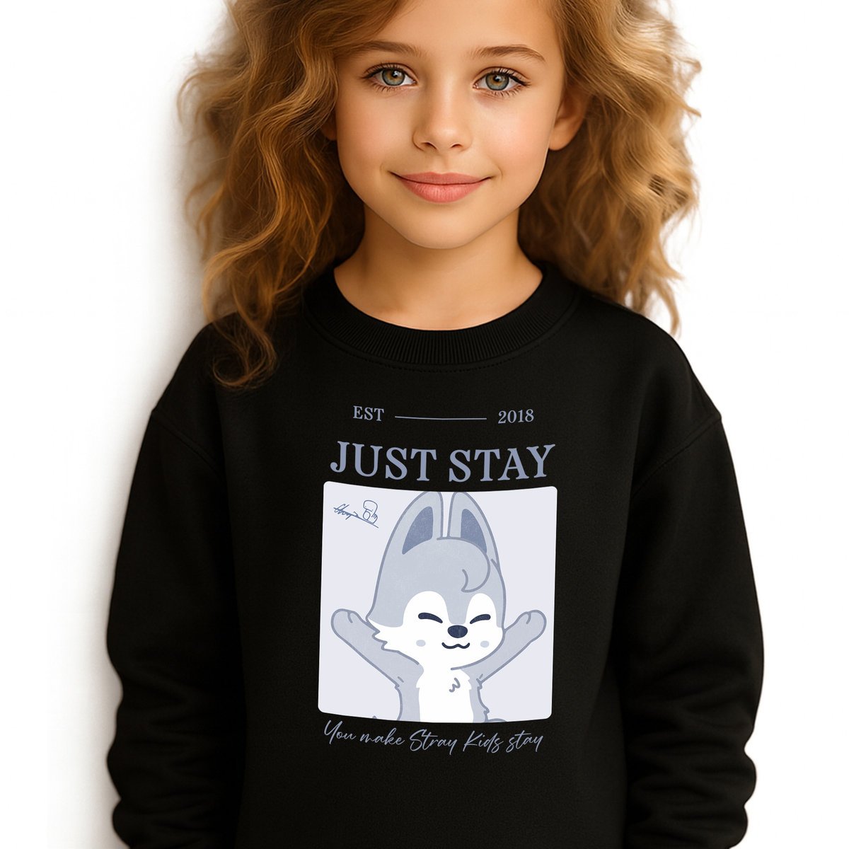 Bluza Dziecięca Czarna JUST STAY Prezent Muzyka Zespół KPOP Wz Rozm 152 cm