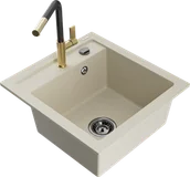 Zlewozmywaki z baterią - Mexen Vito zlewozmywak granitowy 1-komorowy z baterią kuchenną Flora, beżowy - 6503-69-670401-57-B - miniaturka - grafika 1