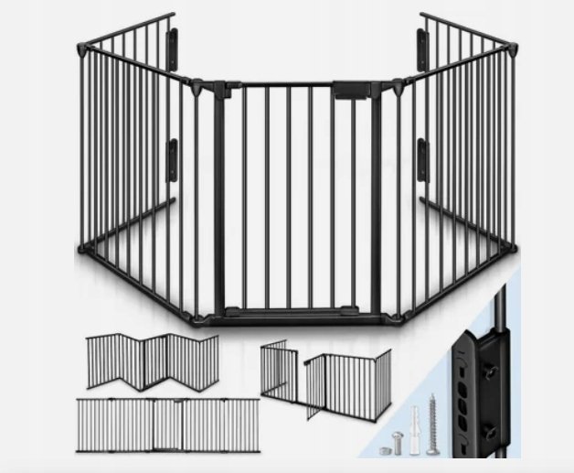 KIDUKU METALOWA KRATKA KOMINKOWA 480CM CZARNA Z DRZWICZKAMI ZABEZPIECZAJĄCA