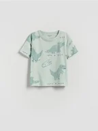Bluzki dla niemowląt - Reserved - Bawełniany t-shirt z nadrukiem - jasnoniebieski - miniaturka - grafika 1