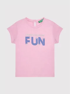 Koszulki dla dziewczynek - Benetton United Colors Of T-Shirt 3I1XC157E Różowy Regular Fit - grafika 1