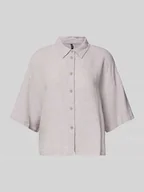 Bluzki damskie - Bluzka koszulowa o kroju regular fit z mieszanki lnu i wiskozy model ‘LINN’ - miniaturka - grafika 1