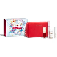 Zestawy kosmetyków damskich - Clarins Make-up Heroes Zestaw maskara Wonder Perfect Mascara 4D 8ml + olejek do ust Lip Comfort Oil 7 ml 03 Cherry + baza pod makijaż SOS Primer White 5 ml + baza i serum pod maskarę SOS Lashes Serum Mascara 3 ml + kosmetyczka - miniaturka - grafika 1