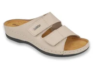 Kapcie damskie - Inblu - Obuwie buty damskie klapki skórzane beżowe - 38 - miniaturka - grafika 1