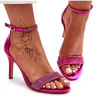 Sandały damskie - WS1 Damskie Sandały Na Szpilce Z Dżetami Fuksja Perfecto różowe - miniaturka - grafika 1