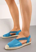 Espadryle damskie - Niebieskie Espadryle z Ekoskóry na Płaskiej Podeszwie Cecilas - miniaturka - grafika 1