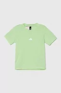 Koszulki dla chłopców - adidas t-shirt dziecięcy kolor zielony gładki - miniaturka - grafika 1