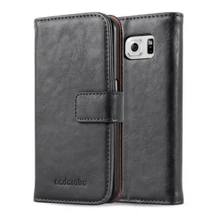 Cadorabo cador Abo  Luxury Book Style Pokrowiec do Samsung Galaxy S6  Case Cover pokrowiec ochronny etui z funkcją stojaka i kieszeń na kartę, Samsung Galaxy S6, grafitowo-czarny DE-109499 - Etui i futerały do telefonów - miniaturka - grafika 1