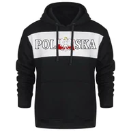 Bluzy męskie - BLUZA MESKA Z KAPTUREM KANGURKA Z NADRUKIEM POLSKA FLAGA DLA KIBICA L - miniaturka - grafika 1