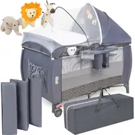 Łóżeczka i kojce - ŁÓŻKO DZIECIĘCE KOJEC ŁÓŻECZKO TURYSTYCZNE SKŁADANE MATERAC PRZEWIJAK - miniaturka - grafika 1