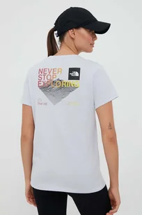 The North Face t-shirt damski kolor niebieski - Koszulki sportowe damskie - miniaturka - grafika 1