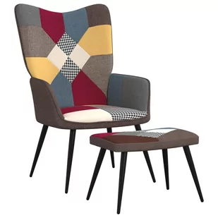 vidaXL Fotel z podnóżkiem, patchwork, obity tkaniną - Fotele - miniaturka - grafika 1