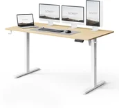 Biurka gamingowe - Biurko SENSE7 NOJO LIGHT Jasnobrązowo-Białe 140 cmx70 cm - miniaturka - grafika 1