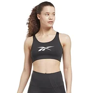 Biustonosze - Reebok WOR Nowy duży biustonosz z logo na noc czarny - miniaturka - grafika 1